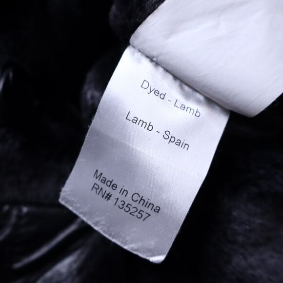 MODA ITALIA Lambskin and Shearling Coat Off-Center Shawl Collar Women's M - Picture 11 of 11